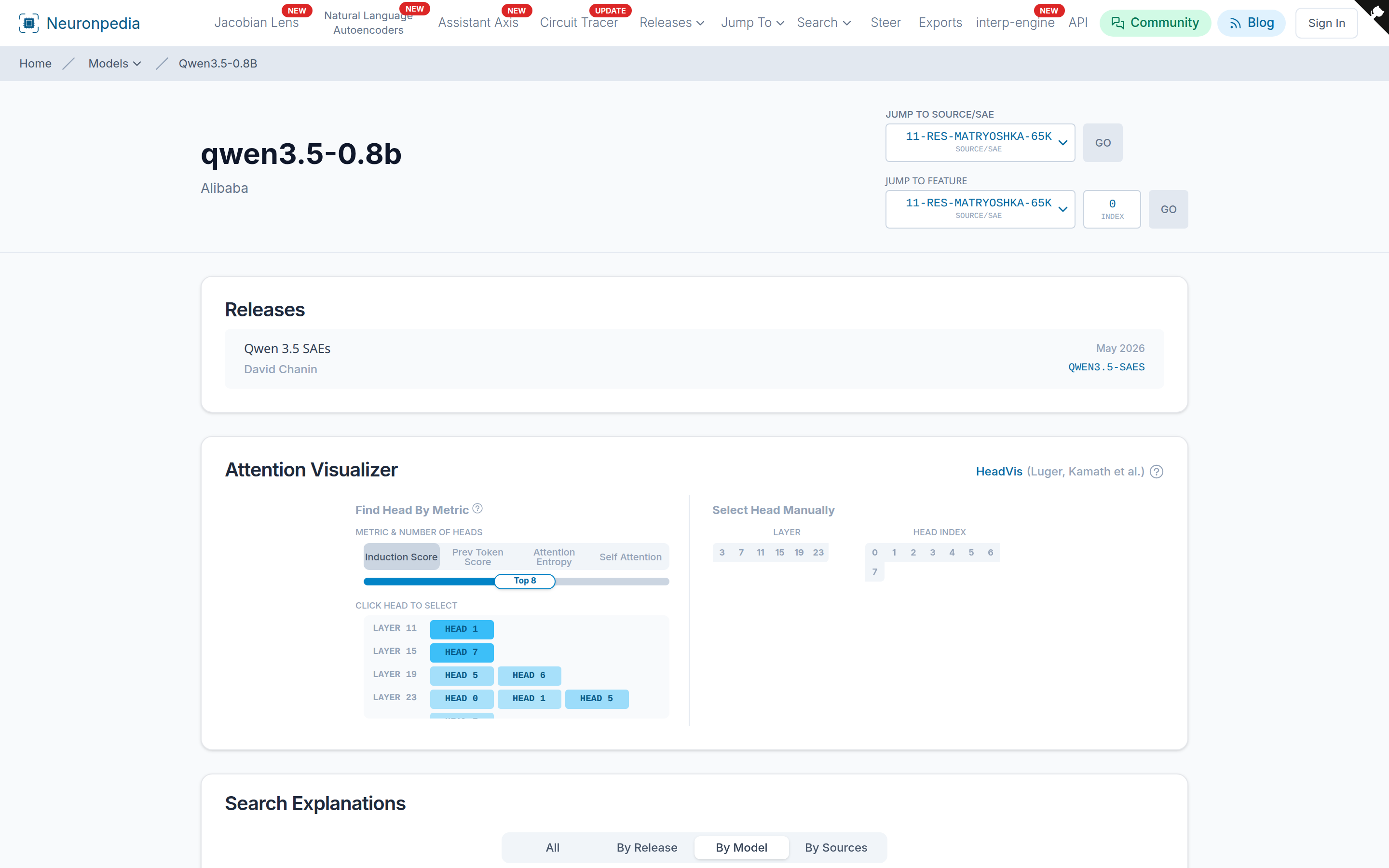 The model page for Qwen 3.5 0.8B.